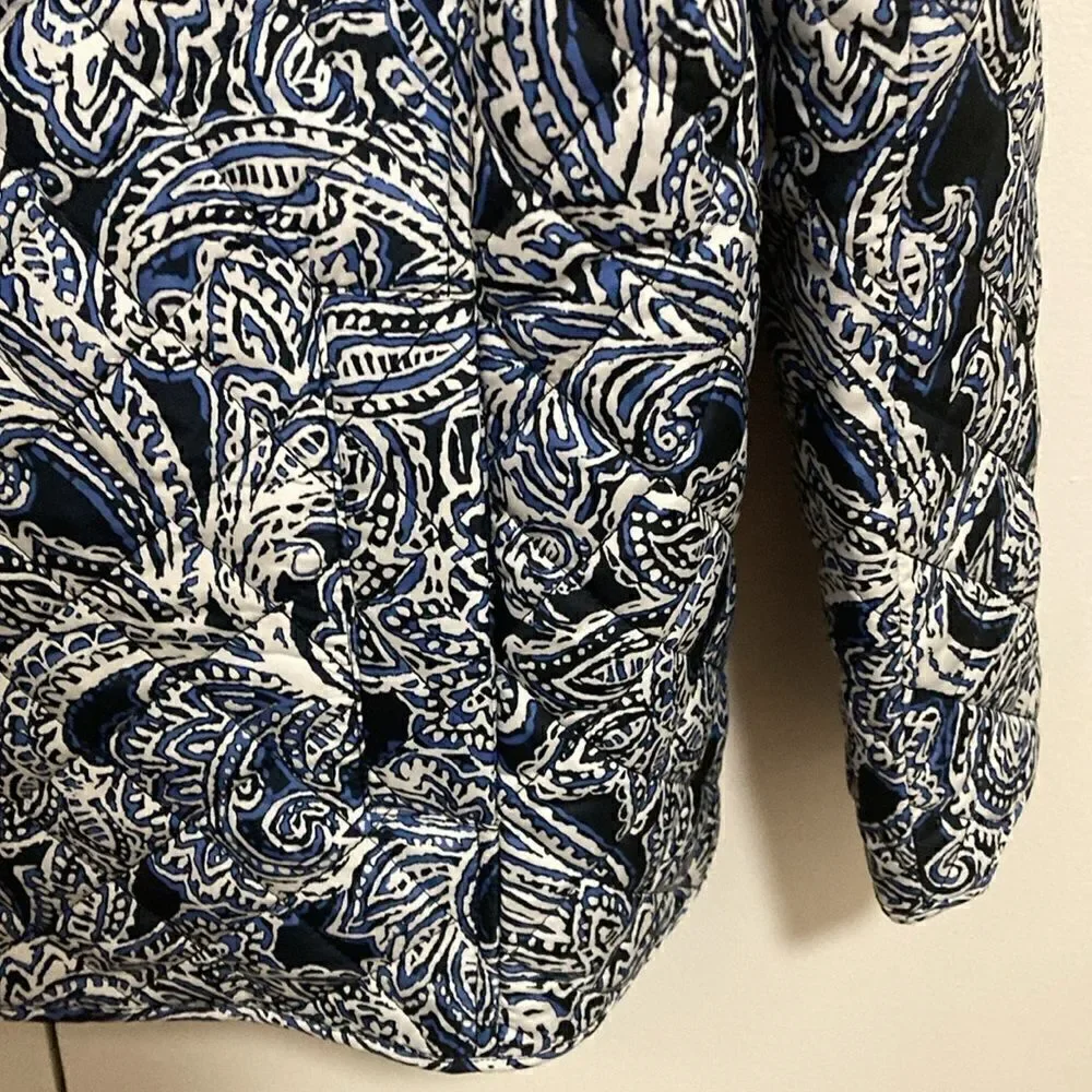 NWT Jones New York Signature Collection Quilted Jacket in Blue & White Paisley.